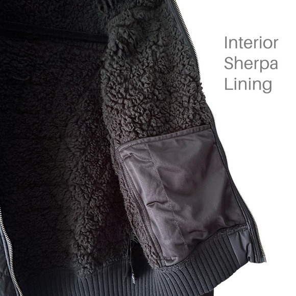 PRANA BLACK DIVA BOMBER JACKET QUILTED SHERPA LINING ZIPPER FRONT POCKETS SMALL - Picture 8 of 13